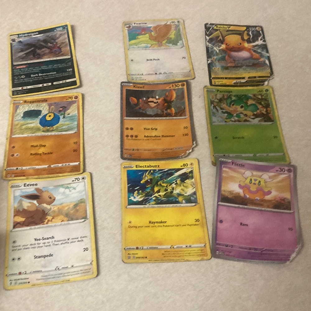 Antique Pokémon collectible trading cards.